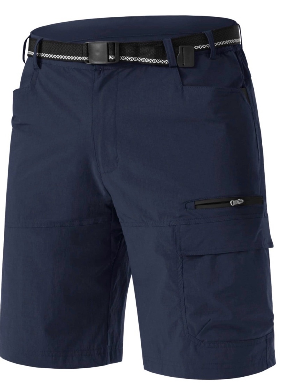 Men's Navy Cargo Shorts with Zip & Flap Pockets
